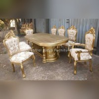 Kursi & Meja Makan Ukir Gendong Ganesha Kayu Jati Cat Duco K8 Jepara