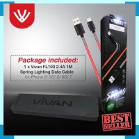 Vivan FL100 2.4A 1M Spring Lighting Data Cable for iPhone 5/ 5S/ 6/