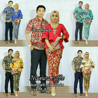 Couple Stelan Kebaya Nirwana Morena / Sarimbit Batik Pesta Ruffle