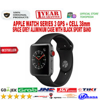 Apple Watch Series 3 GPS+Cell 38mm Grey Case+Black Sport MQK22