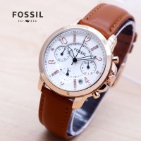 JAM TANGAN WANITA FOSSIL CHRONO ON NYALA PREMIUM LEATHER KULIT CLASSY