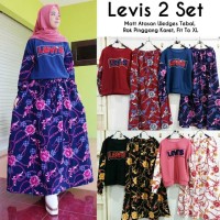 LEVIS 2 SET Atasan Wedges Tebal,Rok GROSIR MAXI DRESS LONGDRESS MURAH