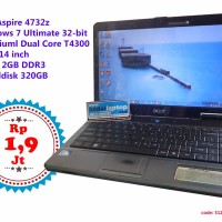 Laptop Bekas Acer Aspire 4732z 14 inch Dual Core T4300 Ram 2GB