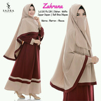 Gamis Zahrana Bahan Wolfis Zipper depan Belt bisa di lepas