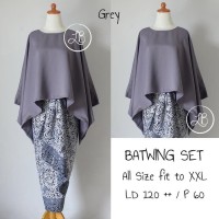 Batik Indonesia !! Setelan Kebaya Batwing Grey