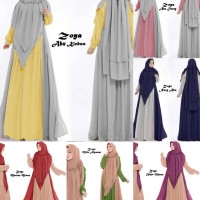 Zoya Syari Gamis Maxi dress polos Jumbo Fit M-XXL + Khimar pad antem