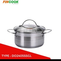 FINCOOK Panci Dutch Oven Stainless 24 cm Tutup Kaca DO2405SSGL