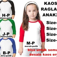Terlaris Kaos Raglan Anak Lengan3/4 Untuk Semua Desain Gambar Kaosery