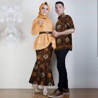 Baju Couple Batik Modern / Kebaya Pasangan Remaja CP Annia Mustard