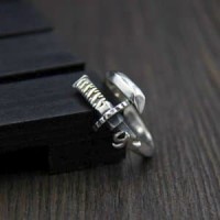 Cincin Perak Asli S925 Cincin Pria Cowok Sword Silver R Berkualitas