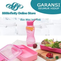 Paket Wadah Tempat Makan Minum Rantang Tupperware Duo Mini Set Pink