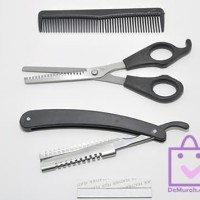SKU-0299 Gunting Sasak Set Yaoyou + Pisau Cukur Lipat