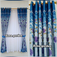 Gorden/hordeng minimalis blackout printing biru jendela pintu rumah
