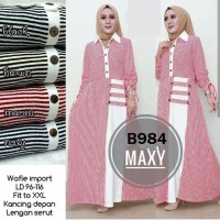 Koleksi Terbaru B984 MAXY Waffle Import Busui Sleting Gamis Garis dre