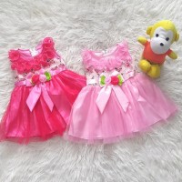 Little Baju Dress Gaun Pesta Anak Bayi Perempuan Pita Panjang Bunga