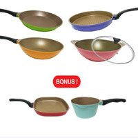 Neohaus pan/panci neohaus gold stone coating (1 paket + bonus)