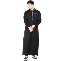 Baju Gamis Pria Cowok Muslim Panjang Lembut Tebal Warna Hitam JS Murah
