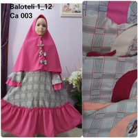 Gamis syari anak bahan baloteli motif kotak