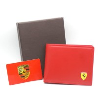 Dompet tidur pria kulit asli branded - FERRARI US RED