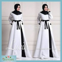 Baju Gamis Syari Wanita Terbaru Lucia Dress White Putih Murah