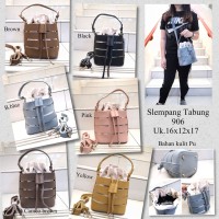 Tas Selempang Tabung Bahan Kulit PU Kualitas Import