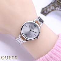 JAM TANGAN WANITA GUESS STAINLESS STEEL DATE ON TANGGAL NYALA SIMPLE