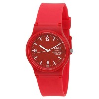 Jam Tangan Wanita Q&Q VP46J013Y Original Warna Merah Strap Karet