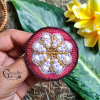 2in1 Bros dan kalung buah batu alam/manik embroidery handmade-manggis