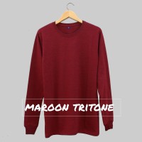 Kaos Baju Polos Lengan Panjang Pria Wanita Cewe Cowo Marun1