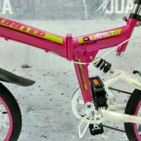 SEPEDA LIPAT UNITED QUEST FX 02 PINK FOLDING BIKE FULL SUSPENSION 6S
