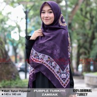 Jual Jilbab Segi Empat Motif Zambak PURPLE Hijab Voal Turki kerudung paris Murah