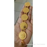 Gelang koin besar lapis emas 24k
