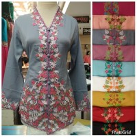 baju atasan kebaya encim bordir bunga model terkini