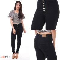 Celana Jeans Wanita Highwaist Skinny Kancing 5 JSK