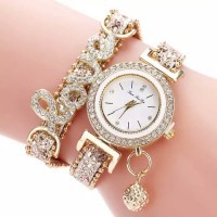 jam tangan fashion quart strap gelang eksan berlian-Emas