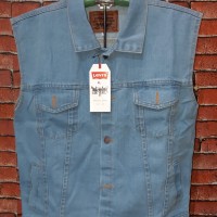 Jaket Jeans Denim Lengan Pendek Unisex Rompi Levis Blue Sky S-M-L-XL