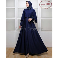 Baju Gamis Syari Pesta Remaja Kombinasi Brokat Set Jilbab Pashmina