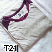 Kaos raglan lengan 3/4 abu ungu T21