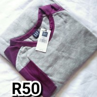 Kaos raglan lengan panjang aBu ungu R50