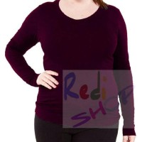 Hot Kaos Polos Baju Atasan Wanita Big Size Besar Jumbo Lengan Panjang
