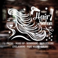 Wall Stiker The Hair Salon Custom Dinding Kaca Salon Cutting Sticker