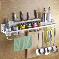 Rak Dinding Dapur Aluminium Serbaguna Rak Gantung Tempat Bumbu Kitchen
