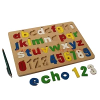 PUZZLE ALFABET ABC HURUF KECIL ANGKA CAT MAINAN EDUKASI KAYU AIKA TOYS