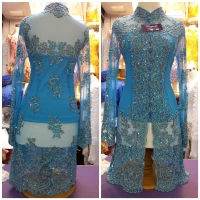 kebaya modern tunik biru turkis