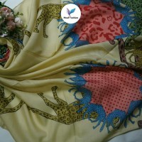 jilbab kerudung hijab Segi Empat motif warna gold platinium Edge murah