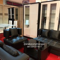 sofa MURAH minimalis hitam FULL KULIT FREE ONGKIR promo lebaran