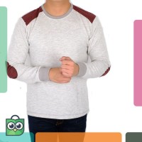 longsleeve panjang polos / longsleeve leather patch / kaos pria