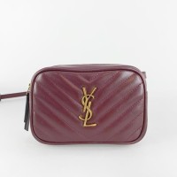 Tas YSL lou chevron belt bag in metallase swift original leather 15cm