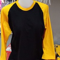 kaos raglan hitam kuning lengan panjang