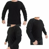 Baju Kaos Tactical Lengan Panjang Hitam Polos